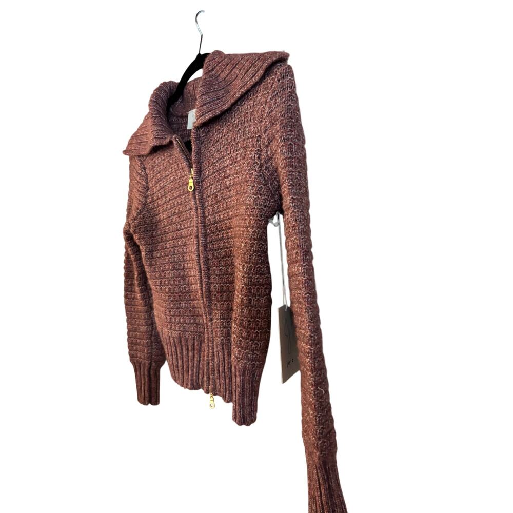 Joie Women’s Chunky Knit Sweater Cardigan Zip Up Pink Collared 2 Side Zipper S - Picture 7 of 7